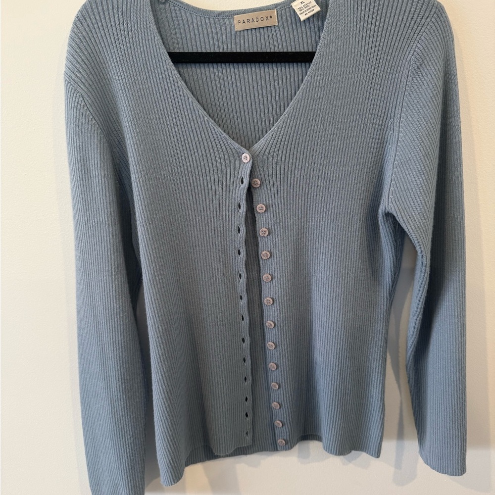Paradox Sky Blue Button-Up Cardigan